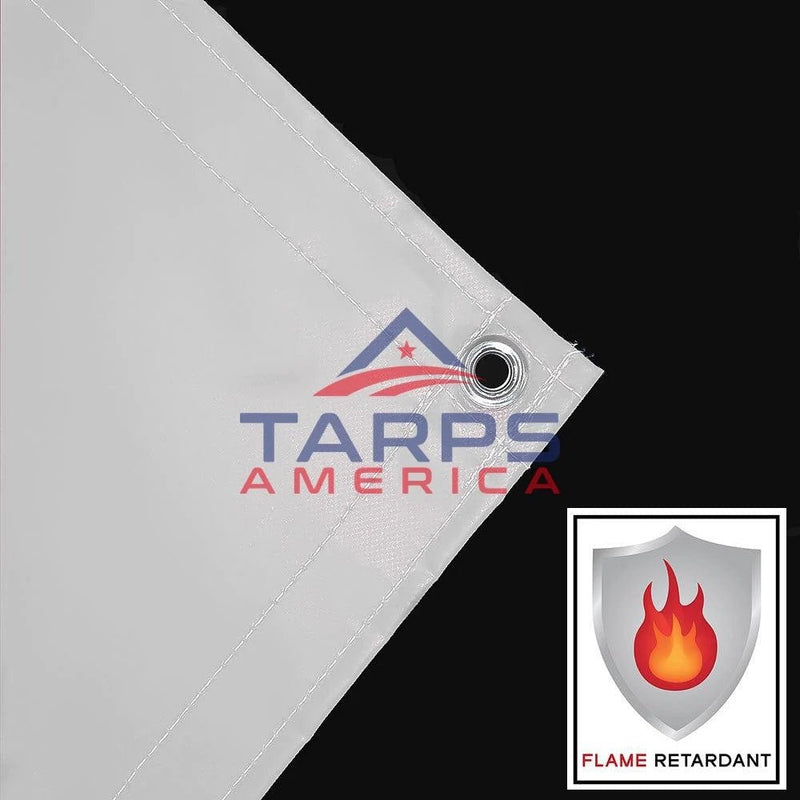 18 oz Heavy Duty White Coated Vinyl Fire Retardant Tarp by AtlasShield®
