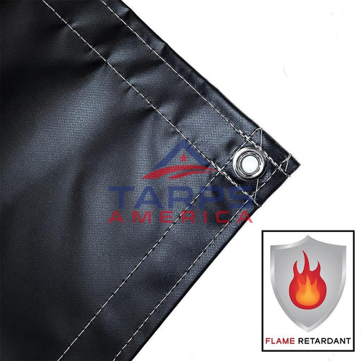 18 oz Heavy Duty Black Coated Vinyl Fire Retardant Tarp by AtlasShield® - Tarps America