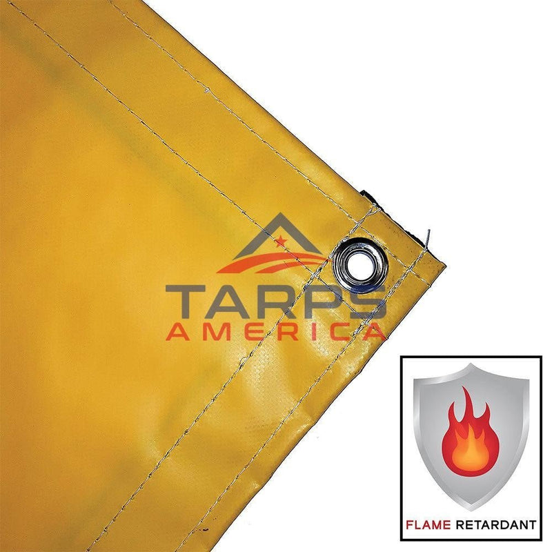 18 oz Heavy Duty Yellow Coated Vinyl Fire Retardant Tarp by AtlasShield® - Tarps America