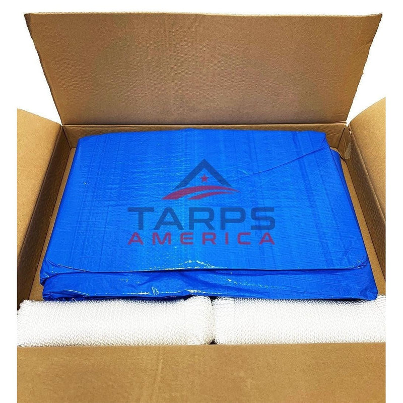 20'x 25' FEMA - Style Blue Self Help Fire Retardant Disaster Tarp Kit with 2 Ropes - Tarps America