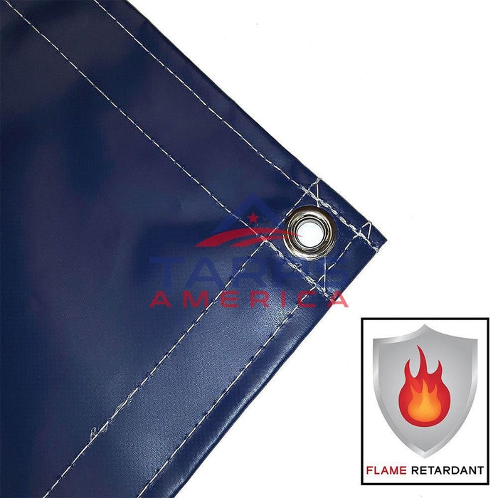 22 oz Extra Heavy Duty Blue Coated Vinyl Fire Retardant Tarp by AtlasShield Pro - Tarps America