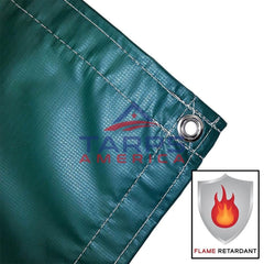 22 oz Extra Heavy Duty Green Coated Vinyl Fire Retardant Tarp by AtlasShield Pro - Tarps America