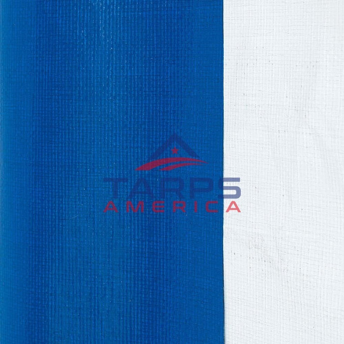 Custom 16 mil Blue/White 7.5 oz. Woven Reinforced Polyethylene - Tarps America