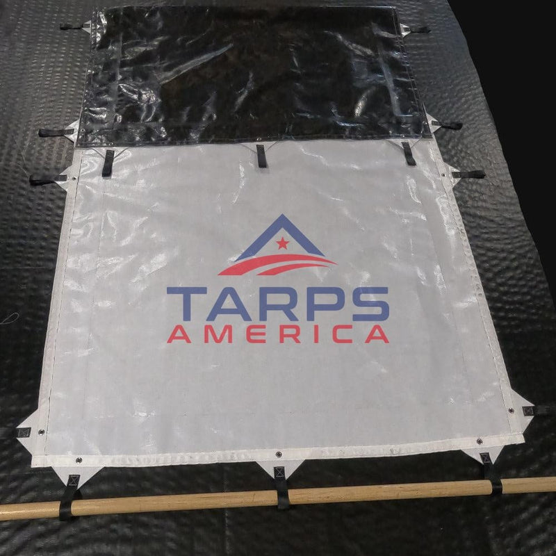 Hay Tarp Cover with Hand Straps, 14 mil Black/White Heavy Duty Poly