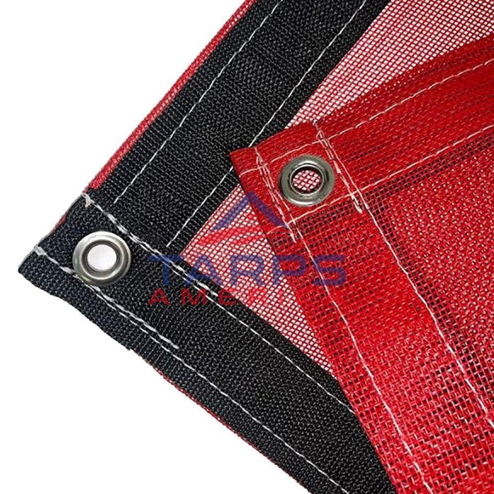 Custom Red 10 oz. Heavy Duty Vinyl Coated Mesh Tarp - Tarps America