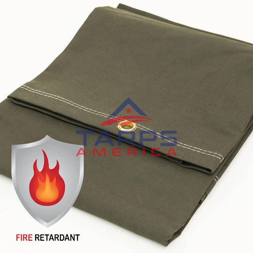 Fire Retardant Water & Mildew Resistant Olive Drab Canvas Tarp by GuardMax® - Tarps America