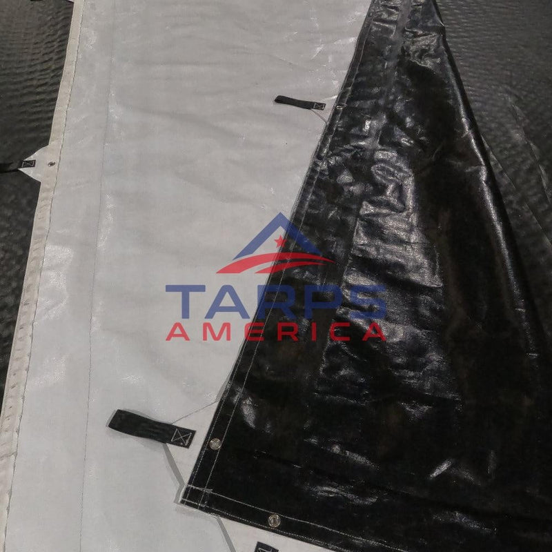 Hay Tarp Cover with Hand Straps, 12 mil Black/White Medium Duty Poly - Tarps America