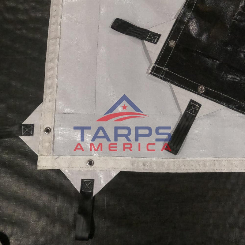 Hay Tarp Cover with Hand Straps, 12 mil Black/White Medium Duty Poly - Tarps America