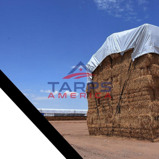 Hay Tarp Cover with Hand Straps, 12 mil Black/White Medium Duty Poly - Tarps America