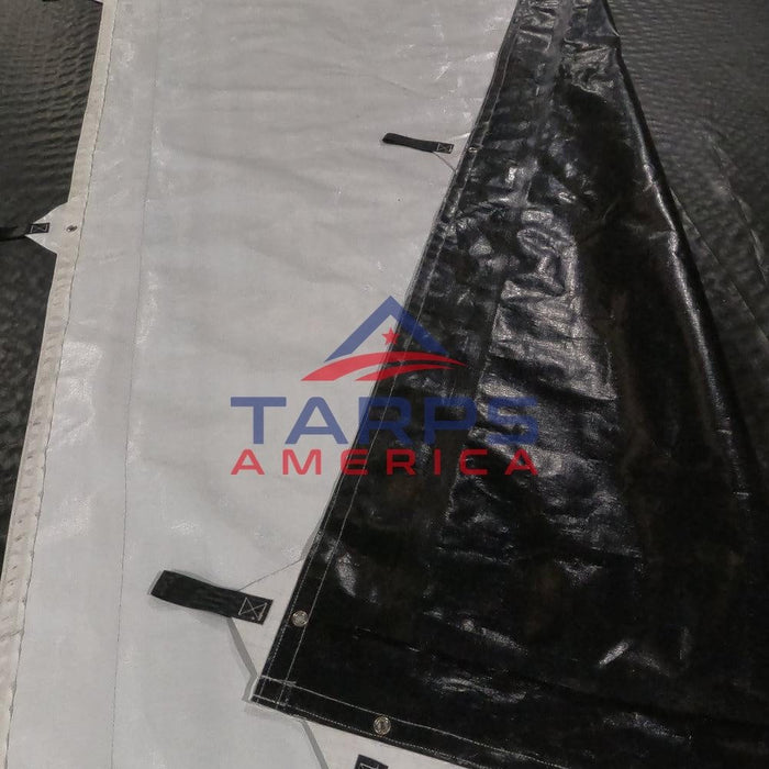 Hay Tarp Cover with Hand Straps, 14 mil Black/White Heavy Duty Poly - Tarps America