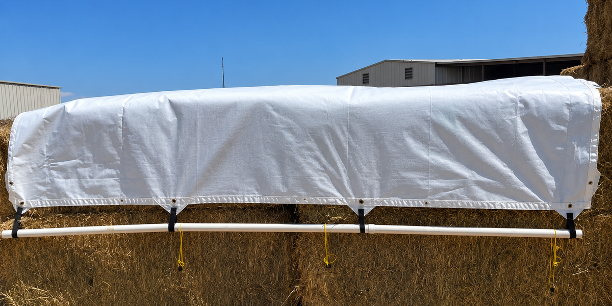 Hay Tarp Cover with Hand Straps 16 mil Blue/White Extra Heavy Duty Poly